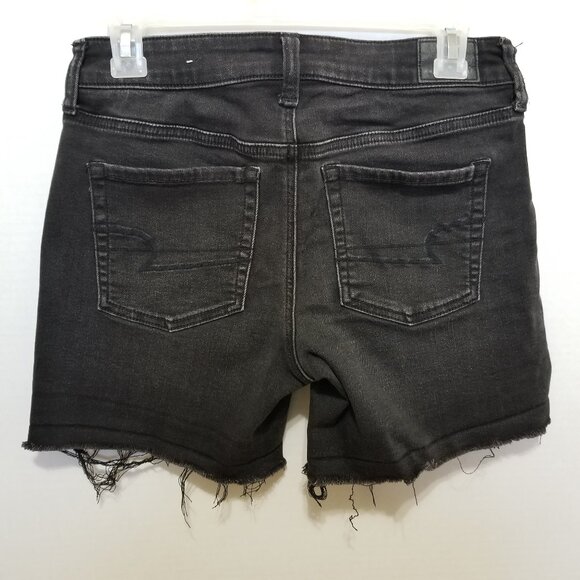 American Eagle shorts 4 Midi denim jean button fly frayed raw hem stretch summer - Picture 2 of 14